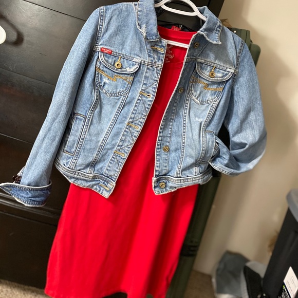 EUC distressed jean jacket Sz LG - Picture 6 of 6